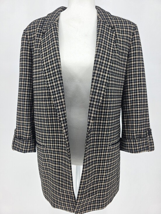 Black Label By Evan Picone Jackets & Blazers - Black Label by Evan-Picone Houndstooth Open Front Blazer Jacket M